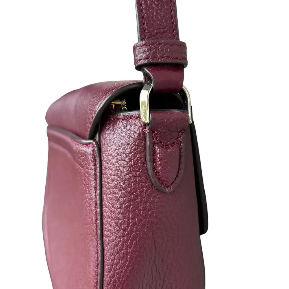 Kate Spade New York Classic Knott Pebbled Leather Medium Saddle Bag in Grenache - Picture 6 of 14